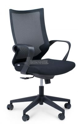 Кресло офисное / Спэйс LB / черный пластик / черная сетка / черная ткань