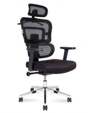 Кресло офисное / Ergo / черный пластик / черная сетка / черная ткань