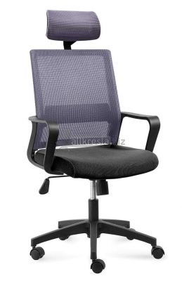 Кресло офисное / Бит / черный пластик / темно серая сетка / черная ткань