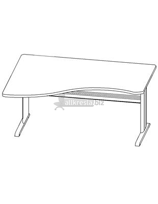 Купить эрго rus стол с асимметричной столешницей на металлокаркасе с приставной стороной 80 см ем-146l (1600х1100х760)
