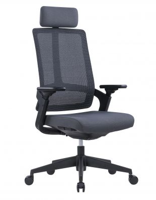 Кресло офисное / Napa / черный  пластик / серая сетка / серая ткань/ нейлон база