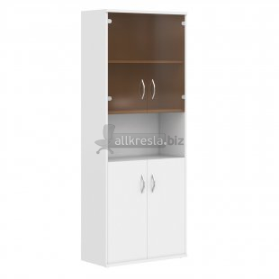 IMAGO Шкаф комбинированный малыми стеклянными и глухими дверьми СТ-1.4 Белый