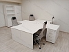 2 кабинета - 8 белых угловых столов + 3 прямых рабочих места, гардеробы, шкафы, тумбы